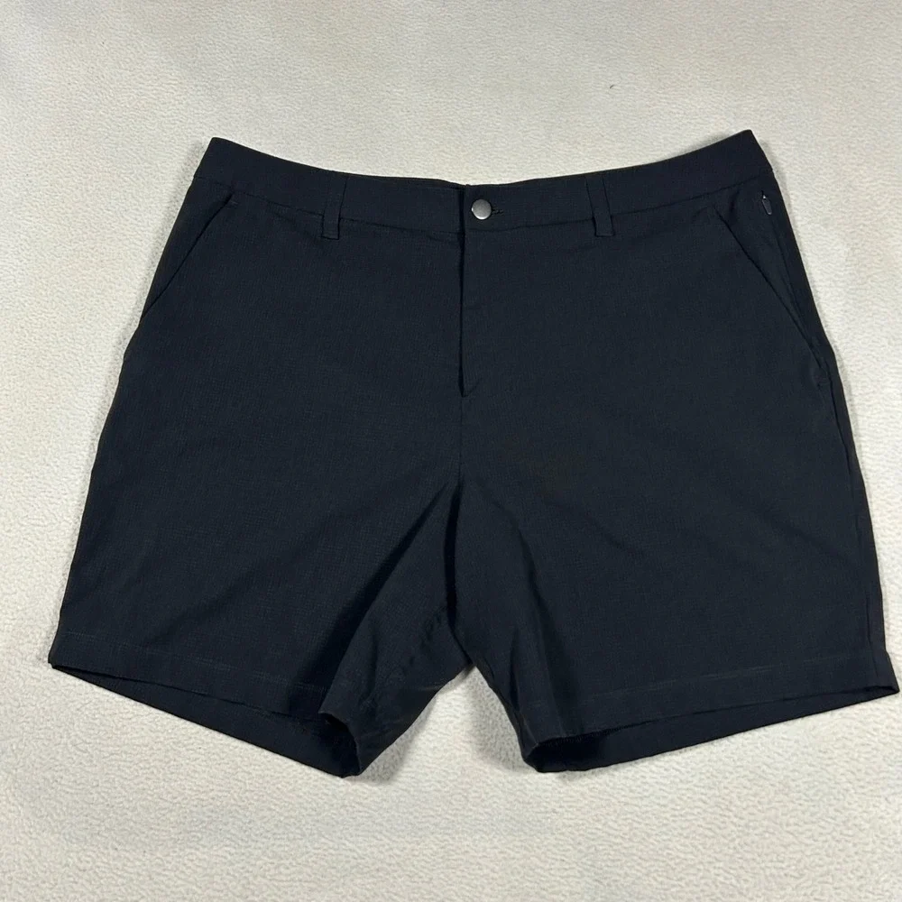 Lululemon Commission Golf Shorts Mens 36 Black Ripstop 7 Inch Inseam Textured